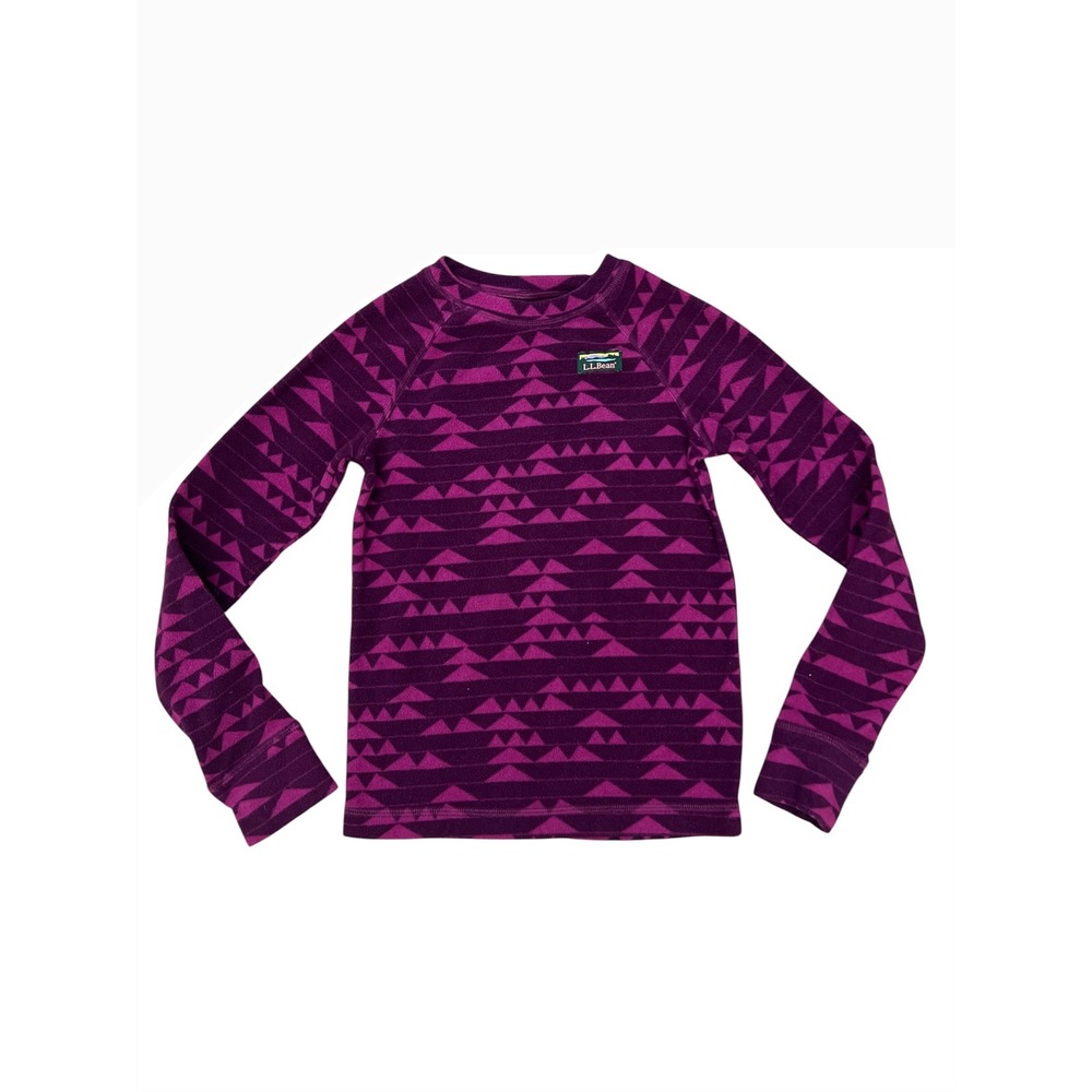 L.L. Bean Kids Fleece Long-Sleeve Magenta Geometric Print Long Sleeve